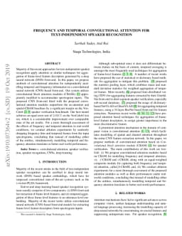 Frequency and temporal convolutional attention for text-independent
  speaker recognition