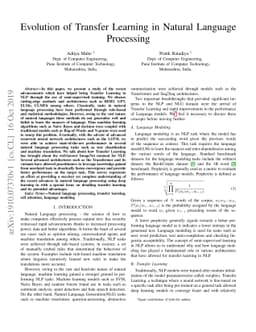 Evolution of transfer learning in natural language processing