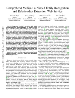 Comprehend Medical: a Named Entity Recognition and Relationship
  Extraction Web Service