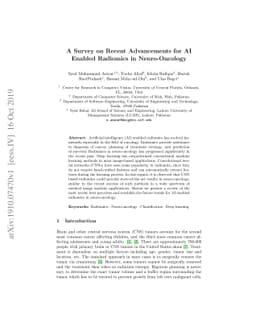 A Survey on Recent Advancements for AI Enabled Radiomics in
  Neuro-Oncology