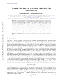 Excess risk bounds in robust empirical risk minimization