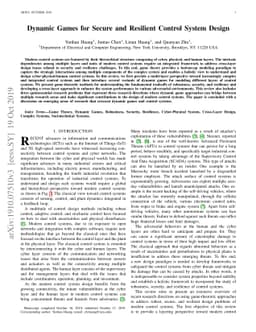 Dynamic Games for Secure and Resilient Control System Design