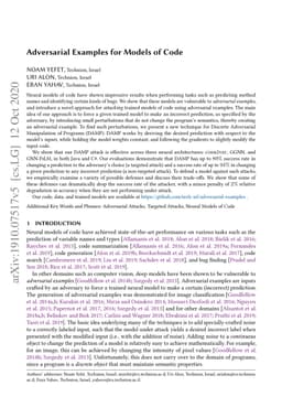 Adversarial Examples for Models of Code