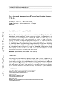 Deep Semantic Segmentation of Natural and Medical Images: A Review