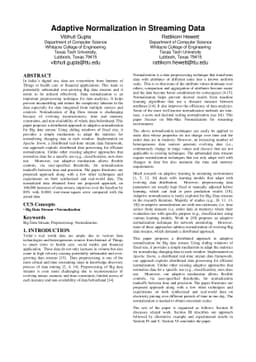 Adaptive Normalization in Streaming Data
