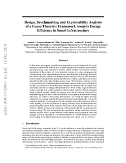 Design, Benchmarking and Explainability Analysis of a Game-Theoretic
  Framework towards Energy Efficiency in Smart Infrastructure