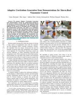 Adaptive Curriculum Generation from Demonstrations for Sim-to-Real
  Visuomotor Control