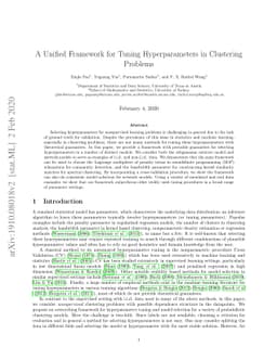 A Unified Framework for Tuning Hyperparameters in Clustering Problems