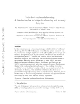 Multi-level conformal clustering: A distribution-free technique for
  clustering and anomaly detection