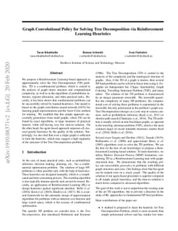 Graph Convolutional Policy for Solving Tree Decomposition via
  Reinforcement Learning Heuristics