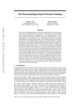 On Warm-Starting Neural Network Training