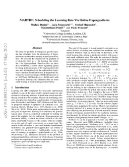 MARTHE: Scheduling the Learning Rate Via Online Hypergradients