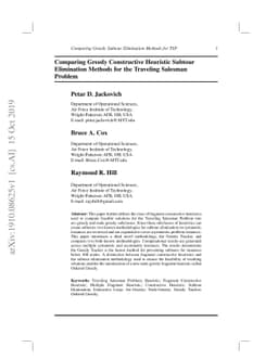 Comparing Greedy Constructive Heuristic Subtour Elimination Methods for
  the Traveling Salesman Problem