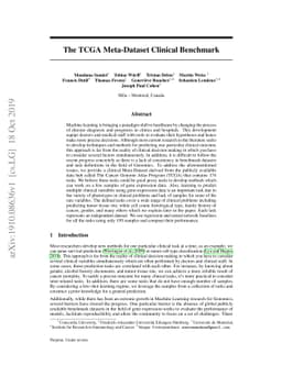The TCGA Meta-Dataset Clinical Benchmark