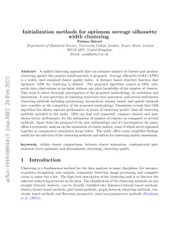 Initialization methods for optimum average silhouette width clustering