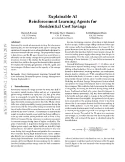 Explainable AI: Deep Reinforcement Learning Agents for Residential
  Demand Side Cost Savings in Smart Grids