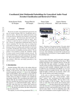 Coordinated Joint Multimodal Embeddings for Generalized Audio-Visual
  Zeroshot Classification and Retrieval of Videos