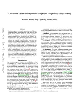 CreditPrint: Credit Investigation via Geographic Footprints by Deep
  Learning