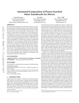 Automated Composition of Picture-Synched Music Soundtracks for Movies