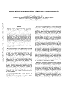 Boosting Network Weight Separability via Feed-Backward Reconstruction