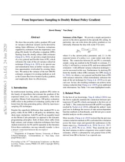 From Importance Sampling to Doubly Robust Policy Gradient