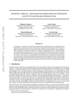 Looking Ahead: Anticipating Pedestrians Crossing with Future Frames
  Prediction