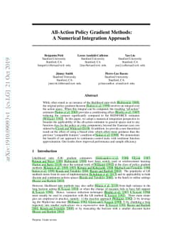 All-Action Policy Gradient Methods: A Numerical Integration Approach