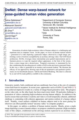 DwNet: Dense warp-based network for pose-guided human video generation