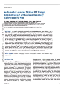 Automatic Lumbar Spinal CT Image Segmentation with a Dual Densely
  Connected U-Net