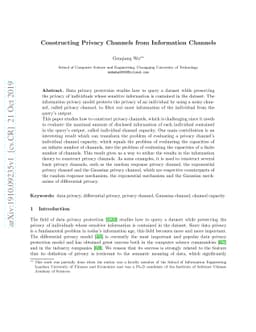 Constructing Privacy Channels from Information Channels