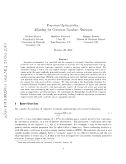Bayesian Optimization Allowing for Common Random Numbers
