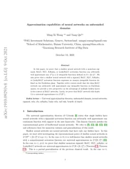 Approximation capabilities of neural networks on unbounded domains