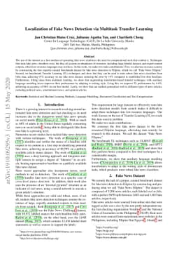 Localization of Fake News Detection via Multitask Transfer Learning