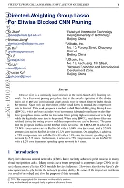 Directed-Weighting Group Lasso for Eltwise Blocked CNN Pruning