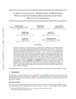 Large-scale Causal Approaches to Debiasing Post-click Conversion Rate
  Estimation with Multi-task Learning