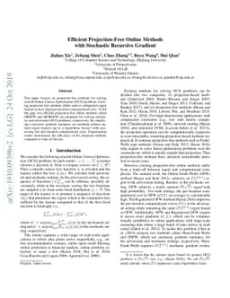 Efficient Projection-Free Online Methods with Stochastic Recursive
  Gradient