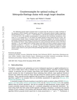 Counterexamples for optimal scaling of Metropolis-Hastings chains with
  rough target densities