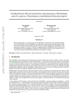 Comparative Study between Adversarial Networks and Classical Techniques
  for Speech Enhancement