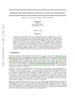 Markov Random Fields for Collaborative Filtering