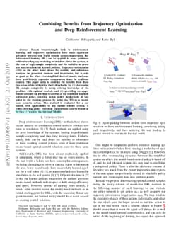 Combining Benefits from Trajectory Optimization and Deep Reinforcement
  Learning