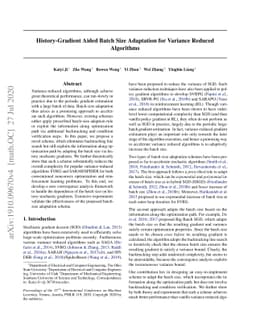 History-Gradient Aided Batch Size Adaptation for Variance Reduced
  Algorithms