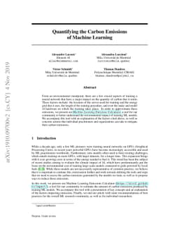 Quantifying the Carbon Emissions of Machine Learning