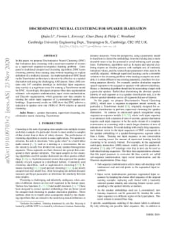 Discriminative Neural Clustering for Speaker Diarisation