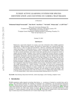 A deep active learning system for species identification and counting in
  camera trap images