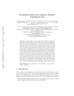 Penalizing small errors using an Adaptive Logarithmic Loss