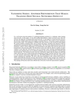 Vanishing Nodes: Another Phenomenon That Makes Training Deep Neural
  Networks Difficult
