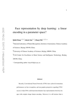 Face representation by deep learning: a linear encoding in a parameter
  space?