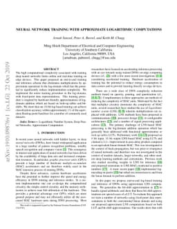 Neural Network Training with Approximate Logarithmic Computations