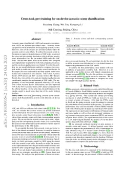 Cross-task pre-training for on-device acoustic scene classification