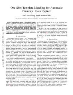 One-Shot Template Matching for Automatic Document Data Capture